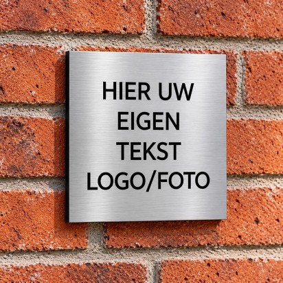 Bordje met Tekst voor Buiten 15x15 cm – Geborsteld Zilver Dibond Bordje met Tekst voor Buiten 15x15 cm – Geborsteld Zilver Dibond